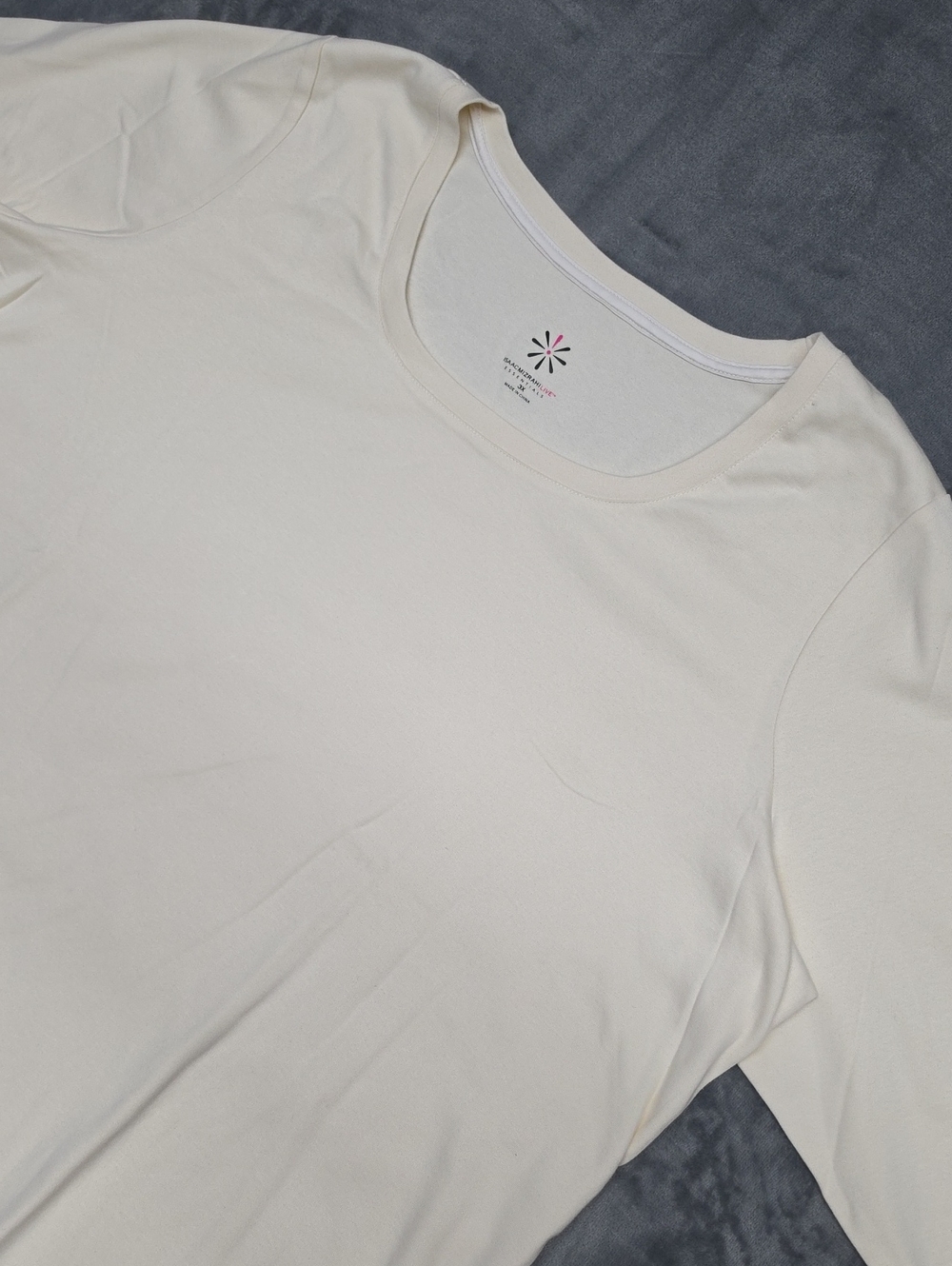 Isaac Mizrahi Cream Long Sleeve Crew Neck Top Sz 3X